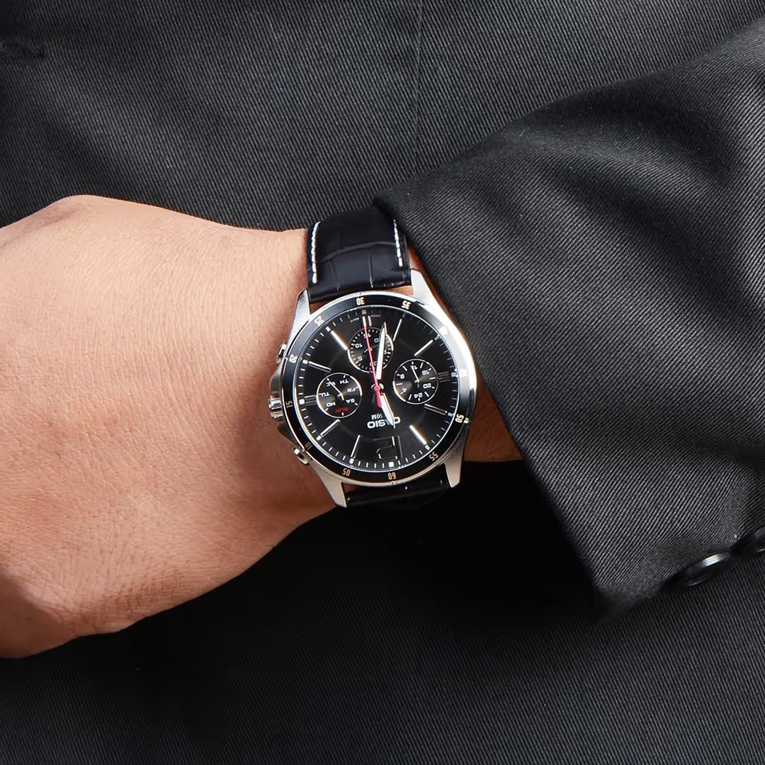 Casio Enticer Multifunction Black Dial Men's Watch | MTP-1374L-1AVDF