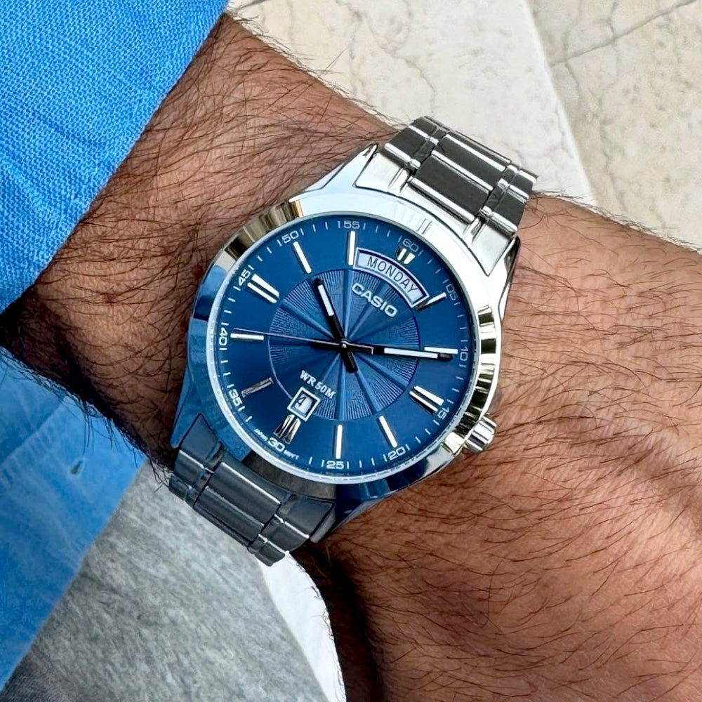 Casio Enticer Day-Date Blue Dial Men's Watch MTP-1381D-2AVDF