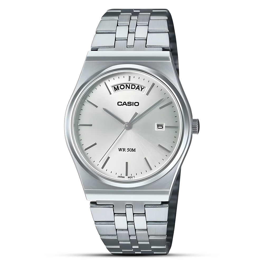 CASIO STANDARD SILVER DUAL TIME MENS WATCH MTP-B146D-7AVDF