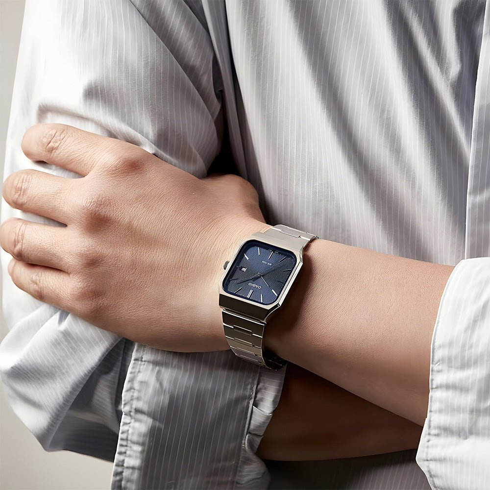 CASIO STANDARD BLUE SQUARE DIAL MENS WATCH MTP-B185D-2A1VDF