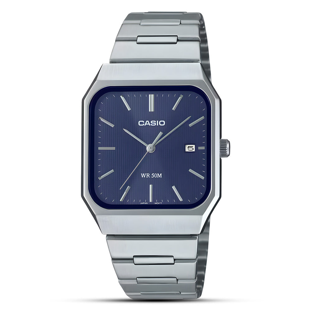 CASIO STANDARD BLUE SQUARE DIAL MENS WATCH MTP-B185D-2A1VDF