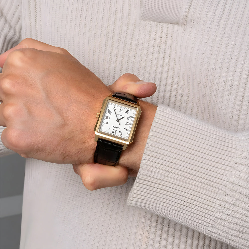 CASIO RECTANGLE WHITE DIAL MEN'S WATCH | MTP-B190GL-7BVDF