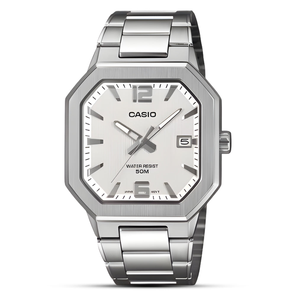 CASIO OCTAGONAL SPORT WHITE DIAL MEN'S WATCH | MTP-B195D-7AVDF