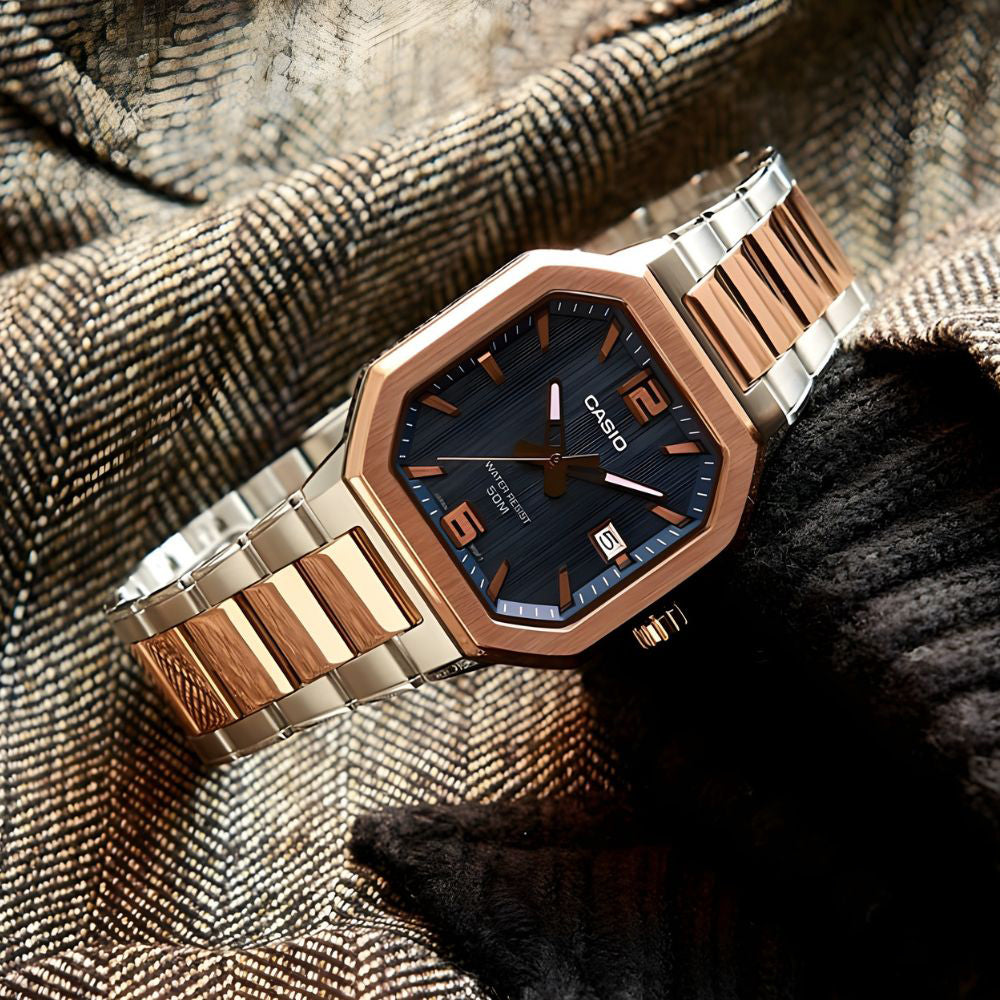 Casio Octagonal Shape Blue Dial Men's Watch | MTP-B195RG-2AVDF