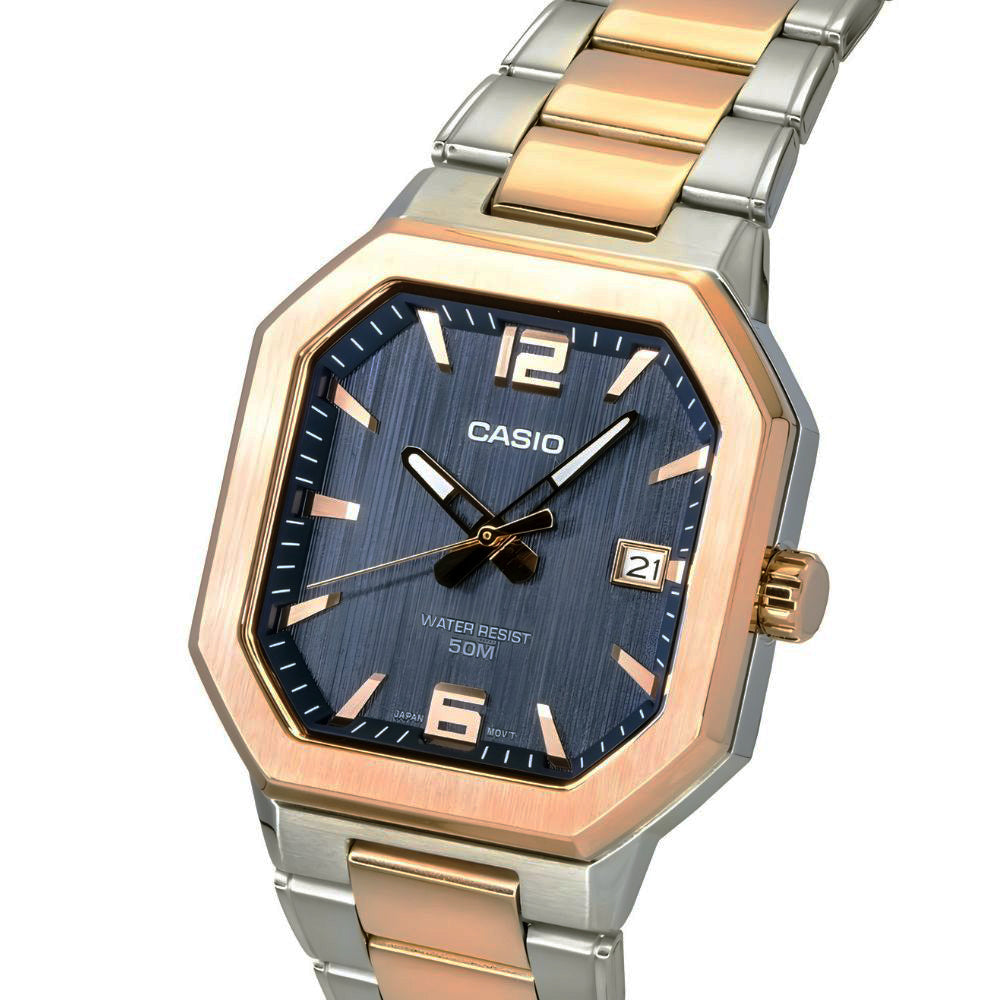 Casio Octagonal Shape Blue Dial Men's Watch | MTP-B195RG-2AVDF