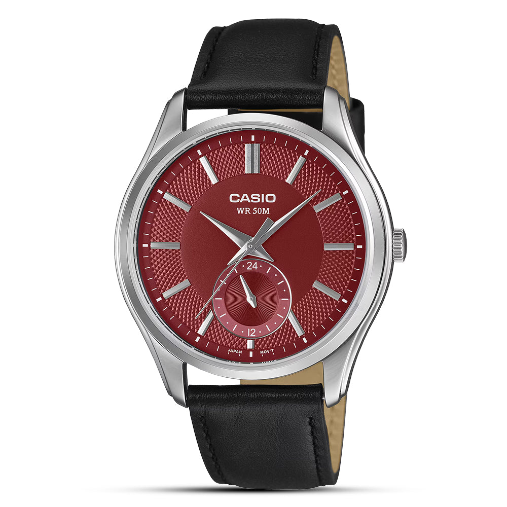Casio Enticer Maroon Dial Leather Strap Men's Watch | MTP-B315L-4AVDF