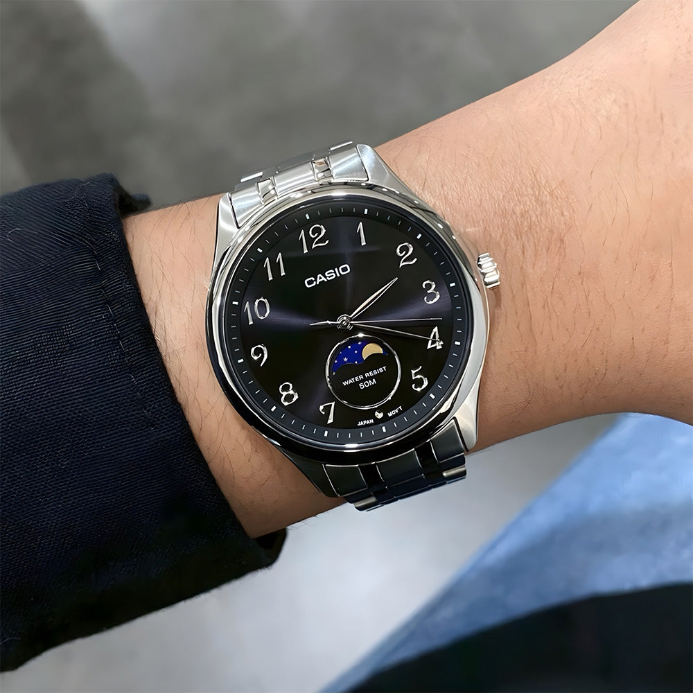 Casio Moon Phase Black Dial Men's Watch | MTP-M110D-1AVDF