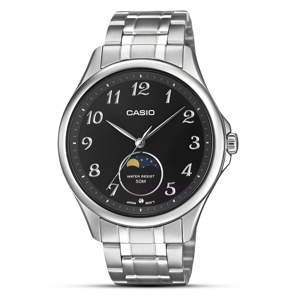 Casio Moon Phase Black Dial Men's Watch | MTP-M110D-1AVDF