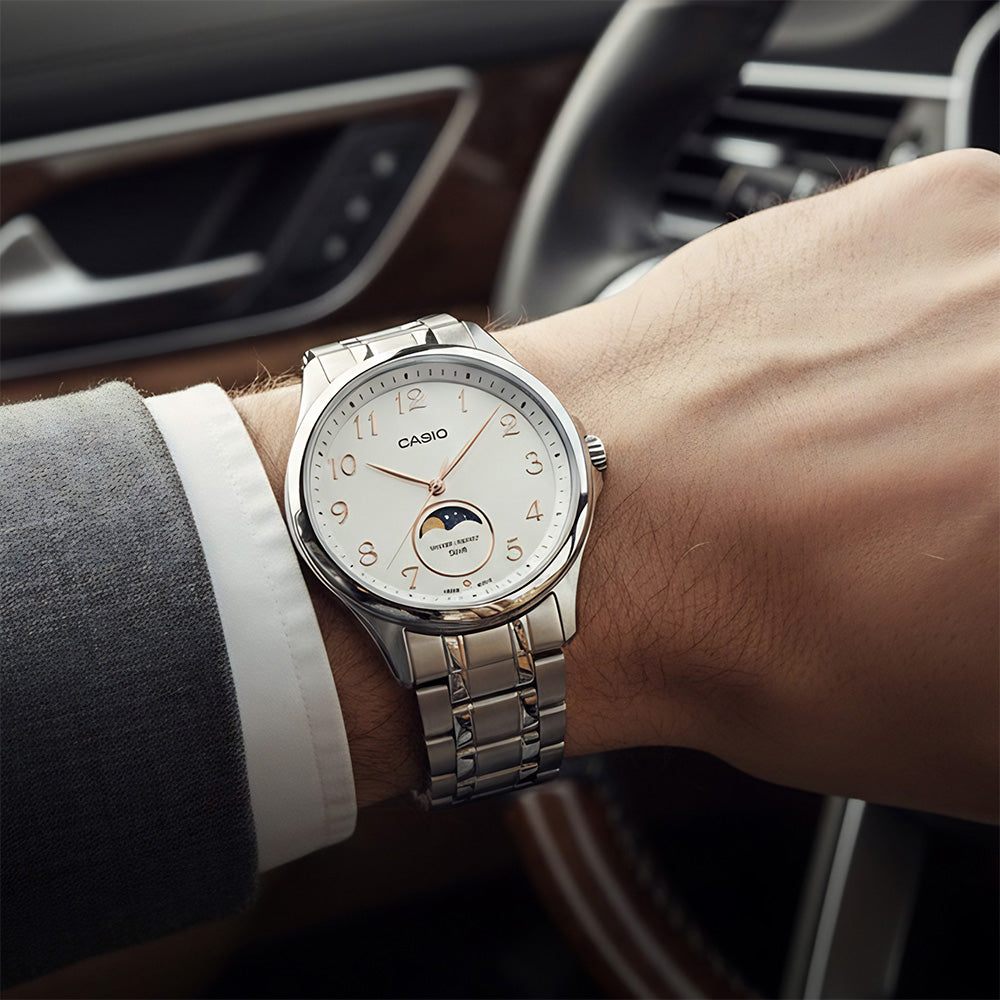 Casio Moon Phase White Dial Men's Watch | MTP-M110D-7AVDF