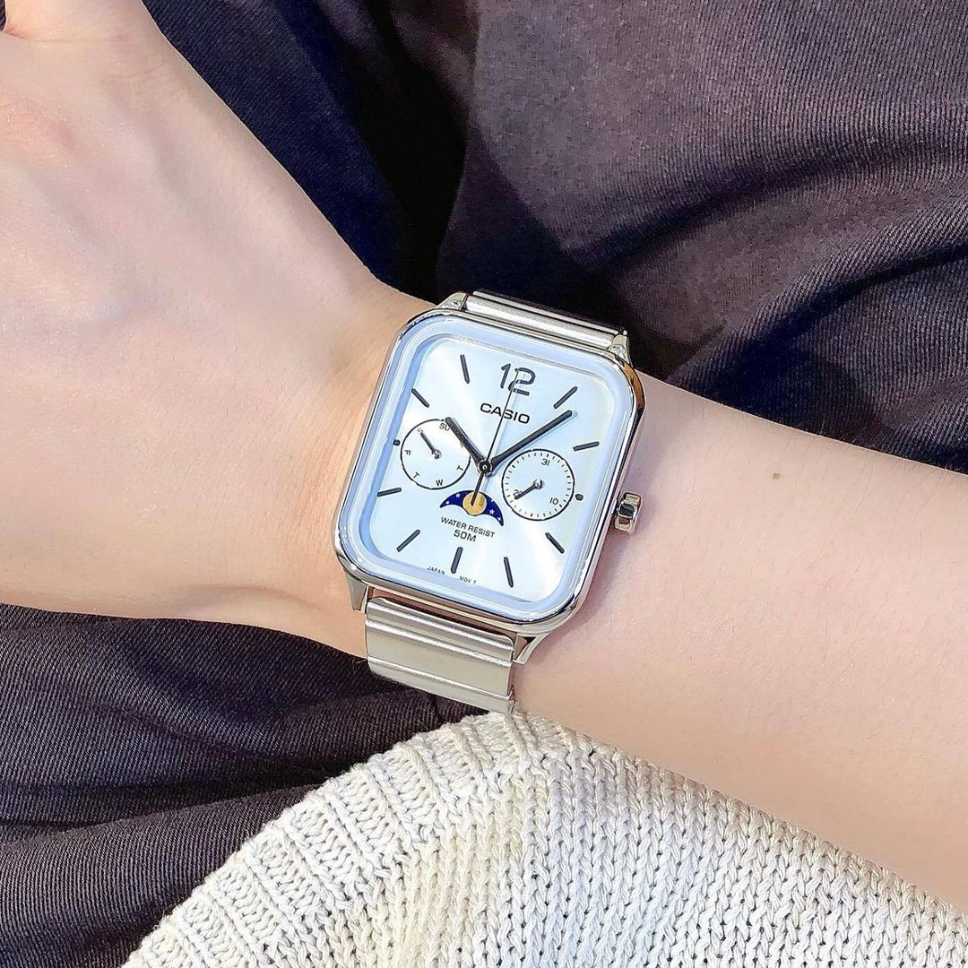 Casio Moon Phase White Dial Men's Watch | MTP-M305D-2AVDF