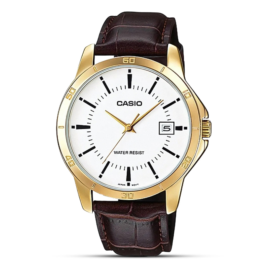 Casio Enticer Brown Leather Men's Watch| MTP-V004GL-7A
