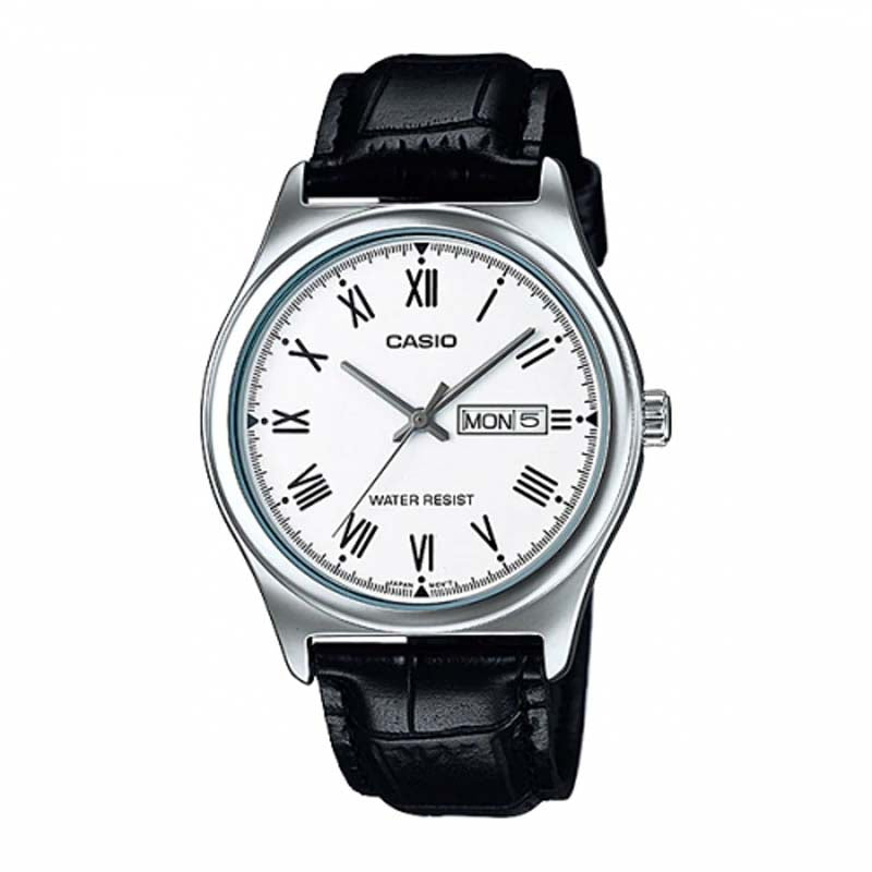 Casio enticer white hot sale dial men's watch