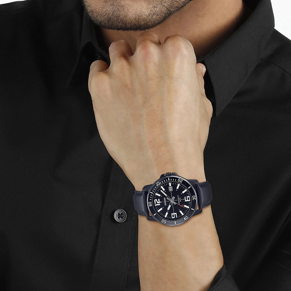 Casio Enticer Black Dial Belt Watch MTP-VD01BL-1BVUDF