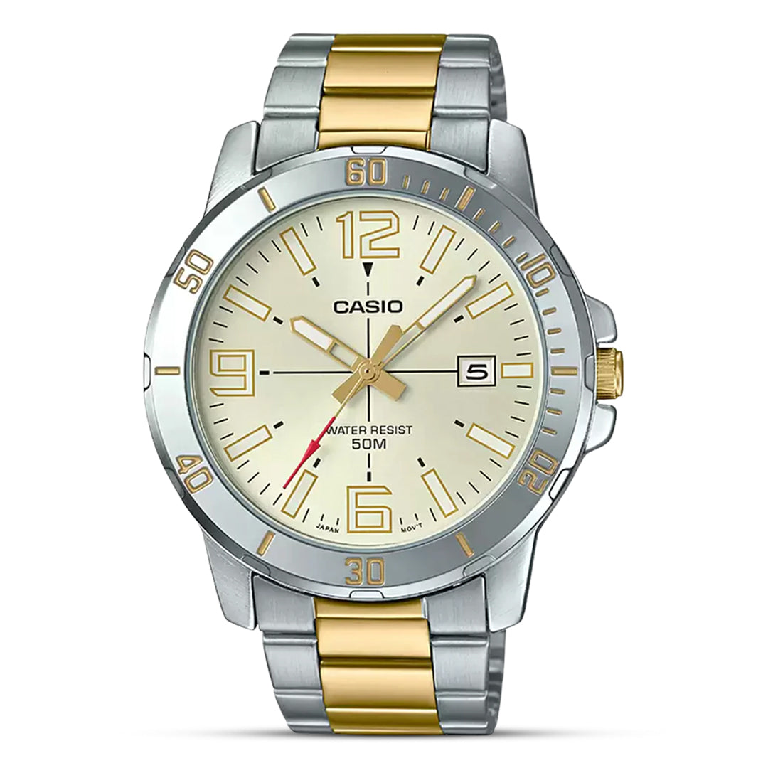 Casio Enticer Stainless Steel Gold Dial Men's Watch| MTP-VD01SG-9BVUDF
