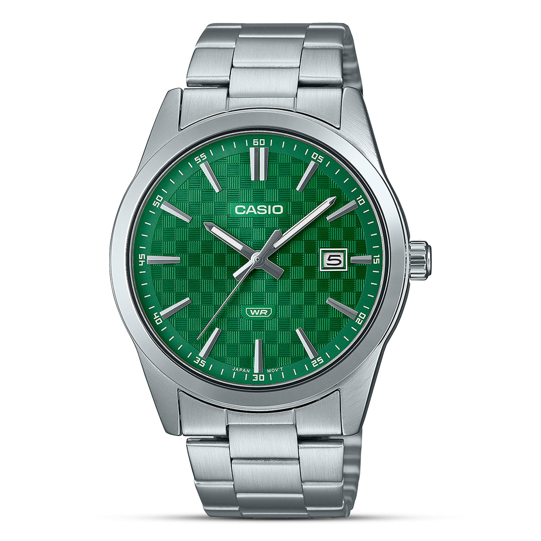 Casio Enticer Analog Green Chess Men's Watch| MTP-VD03D-3A1UDF
