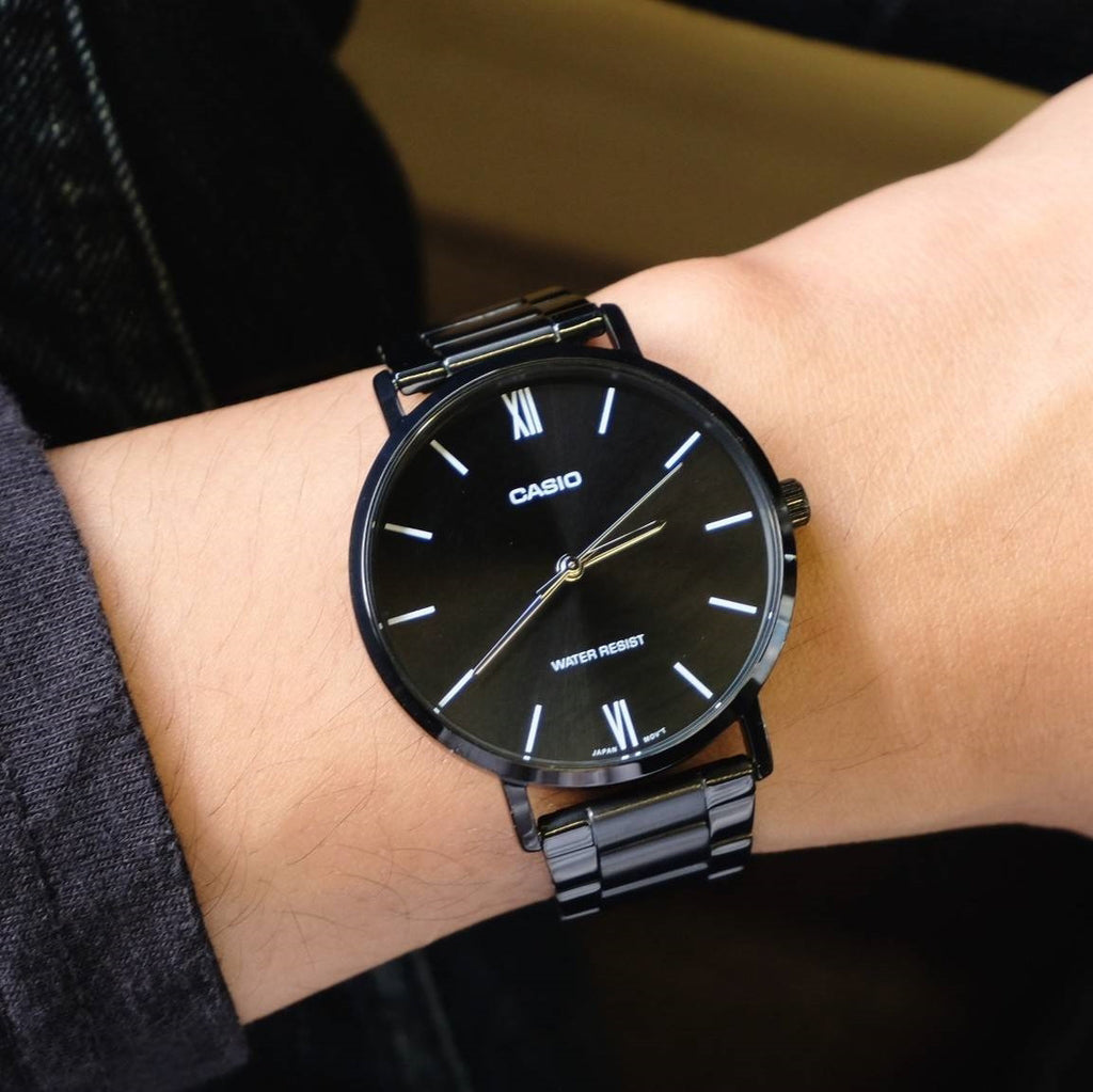 CASIO Quartz Black Dial Men's Watch | MTP-VT01B-1BUDF