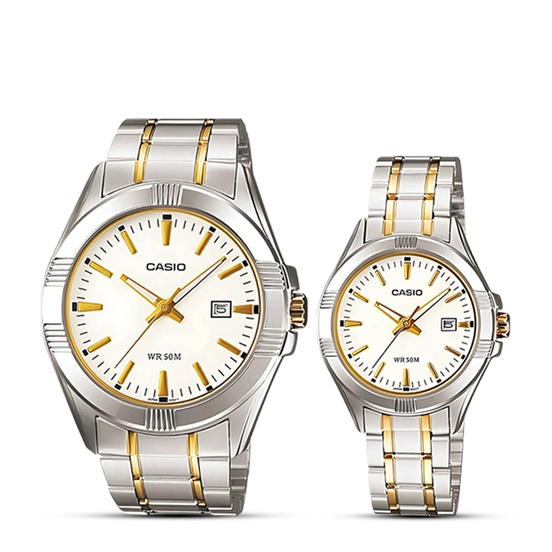 Casio Enticer Two-tone Casual Couple Watch | MTP/LTP-1308SG-7AVDF