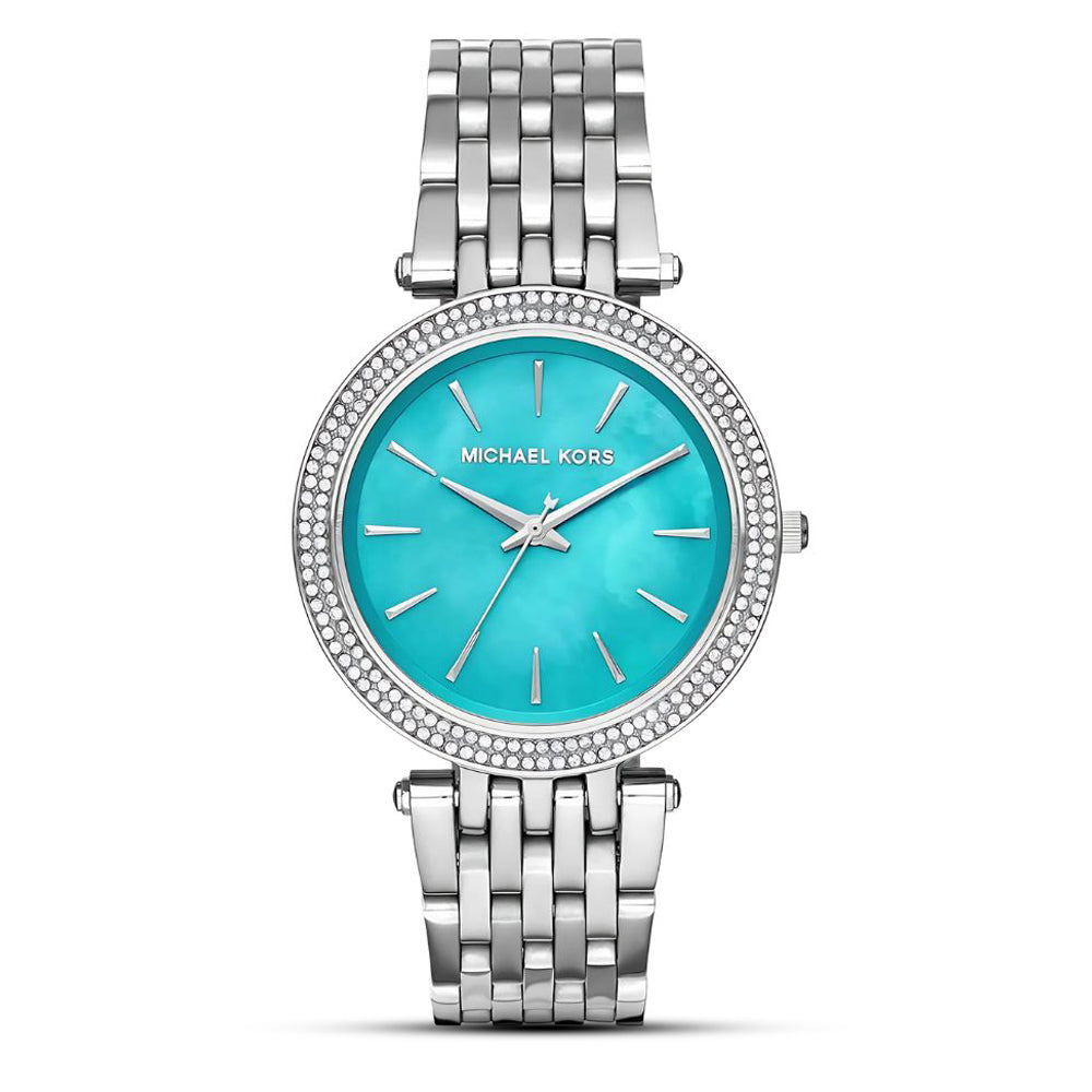 Michael Kors Darci Silver Tone Ocean Blue Dial Ladies Watch| MK3515
