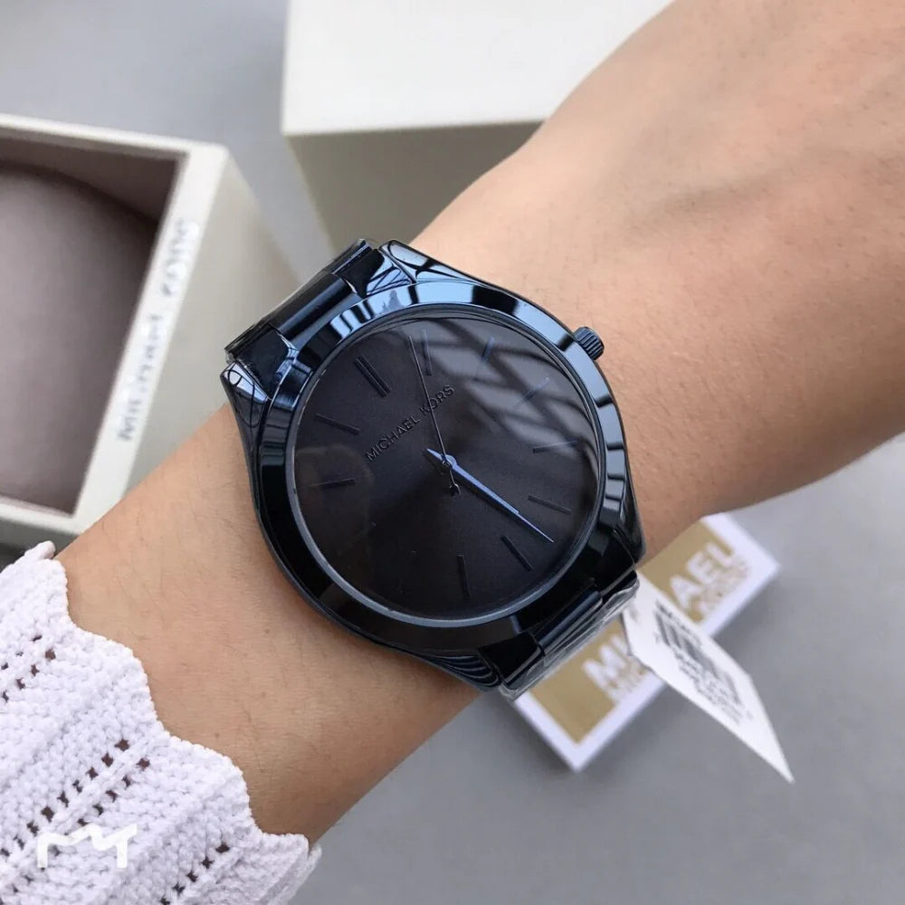 Michael Kors Slim Runway Navy Blue Stainless Unisex Watch | MK3419