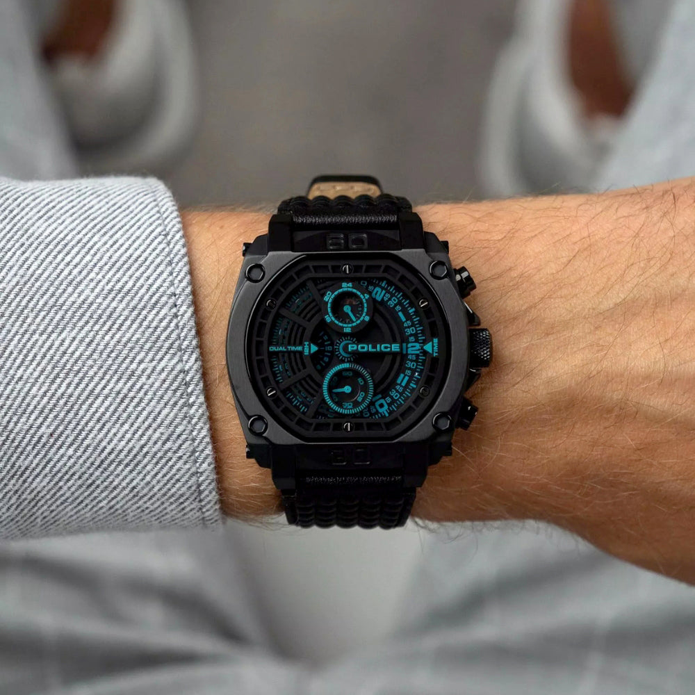 Police Norwood Analog Black Leather Men's Watch PEWGF0040001