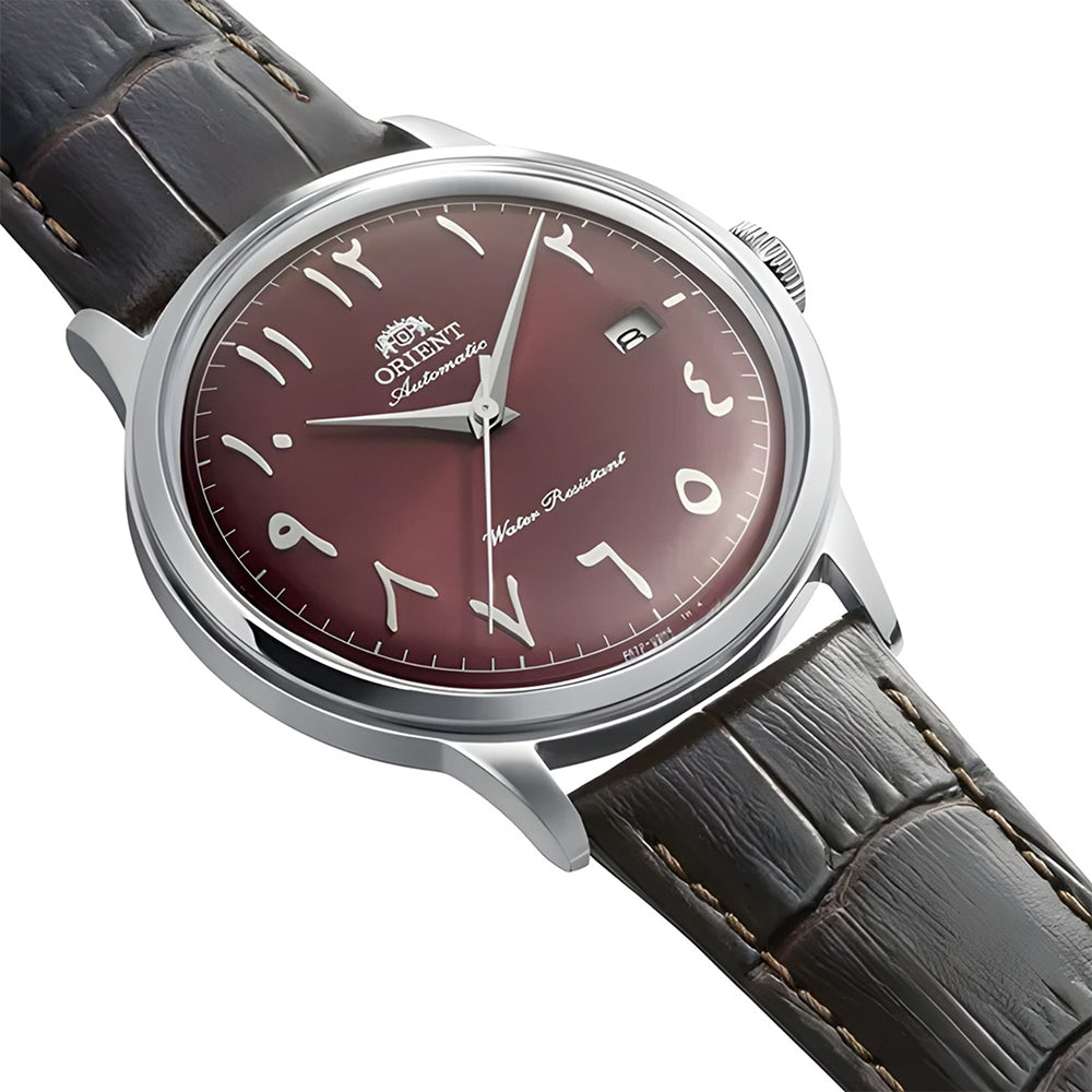 Orient "Bambino Version 2" Arabic Maroon Dial Automatic Watch | RA-AC0037R