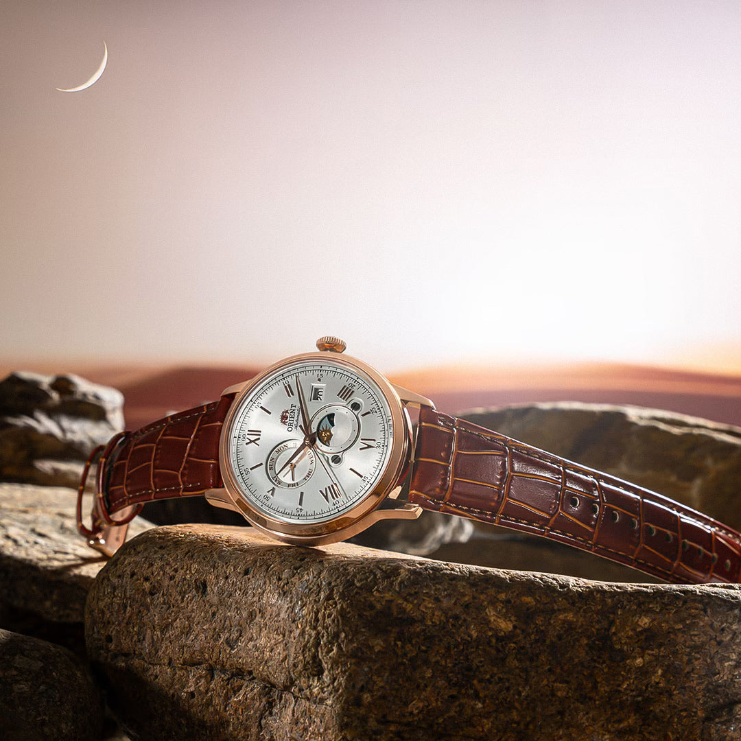 Orient Bambino Automatic Sun Moon White Dial Watch | RA-AK0801S30B