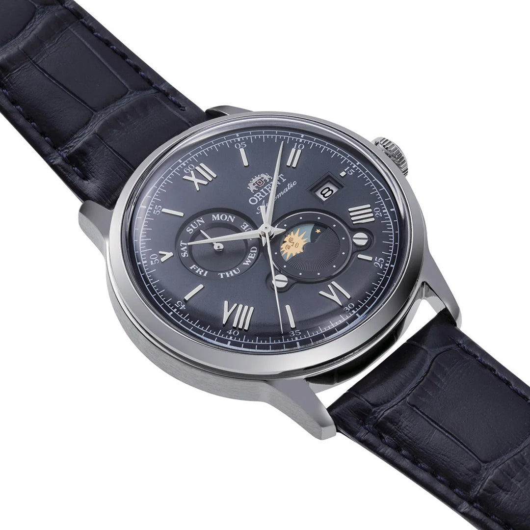 ORIENT Bambino Automatic Sun & Moon Navy Blue Dial Men's Watch | RA-AK0806L30B