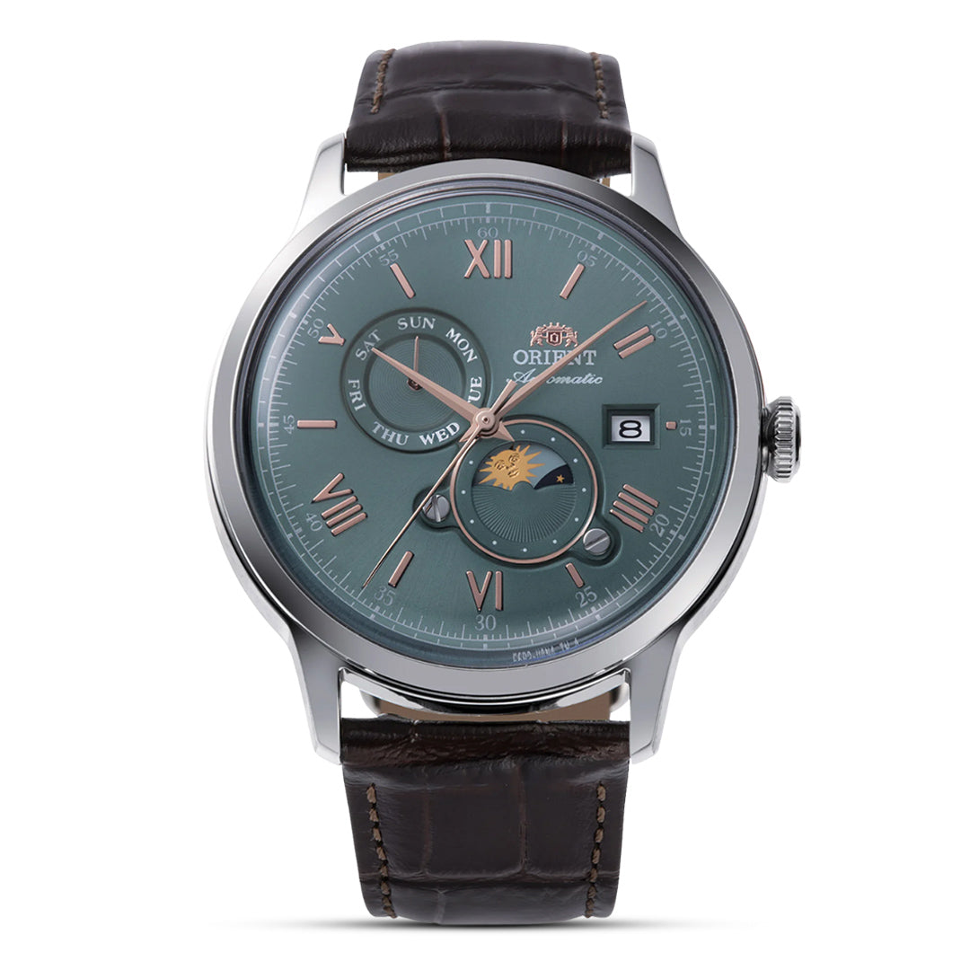 ORIENT Bambino Automatic Sun & Moon Green Dial Men's Watch | RA-AK0805E30B