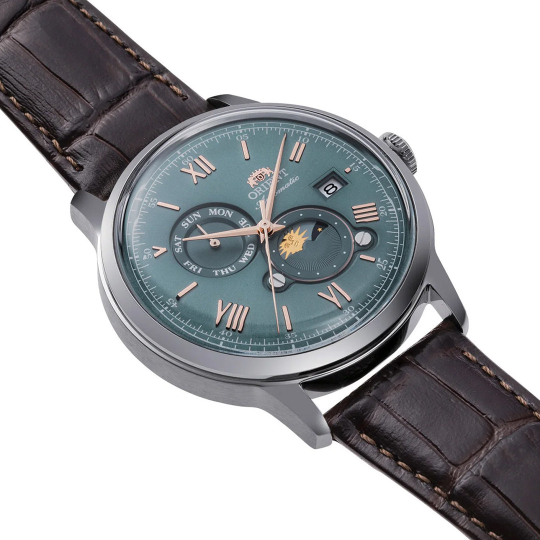 ORIENT Bambino Automatic Sun & Moon Green Dial Men's Watch | RA-AK0805E30B