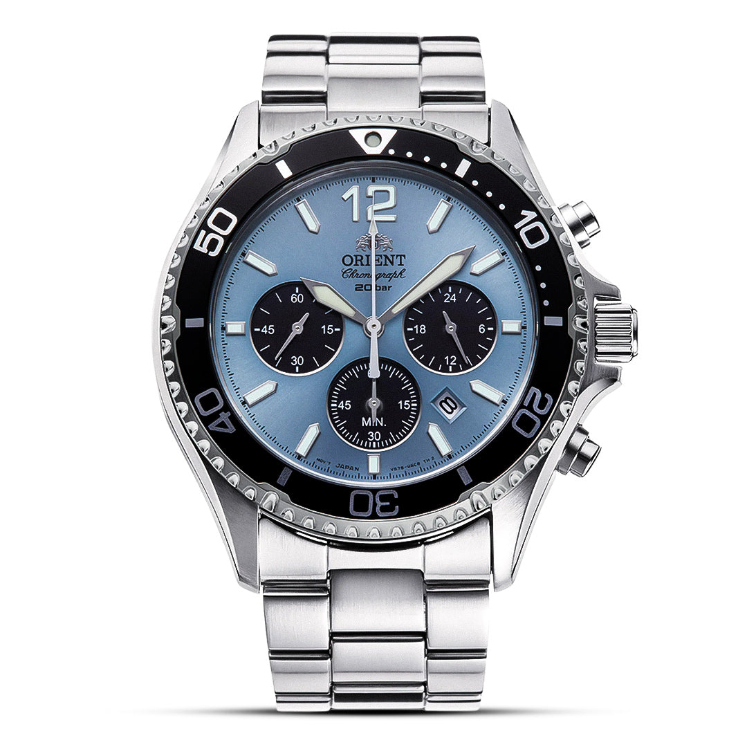 Orient Mako Solar Chrono Sky Blue Dial Men's Watch | RA-TX0206L10B