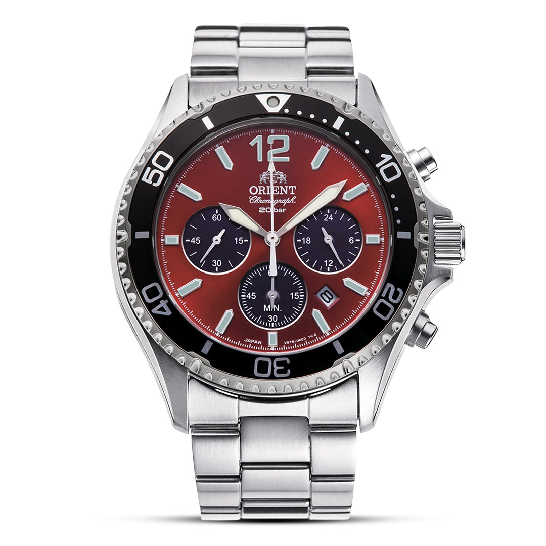 Orient Mako Solar Chrono Fire Red Dial Men's Watch | RA-TX0207R10B