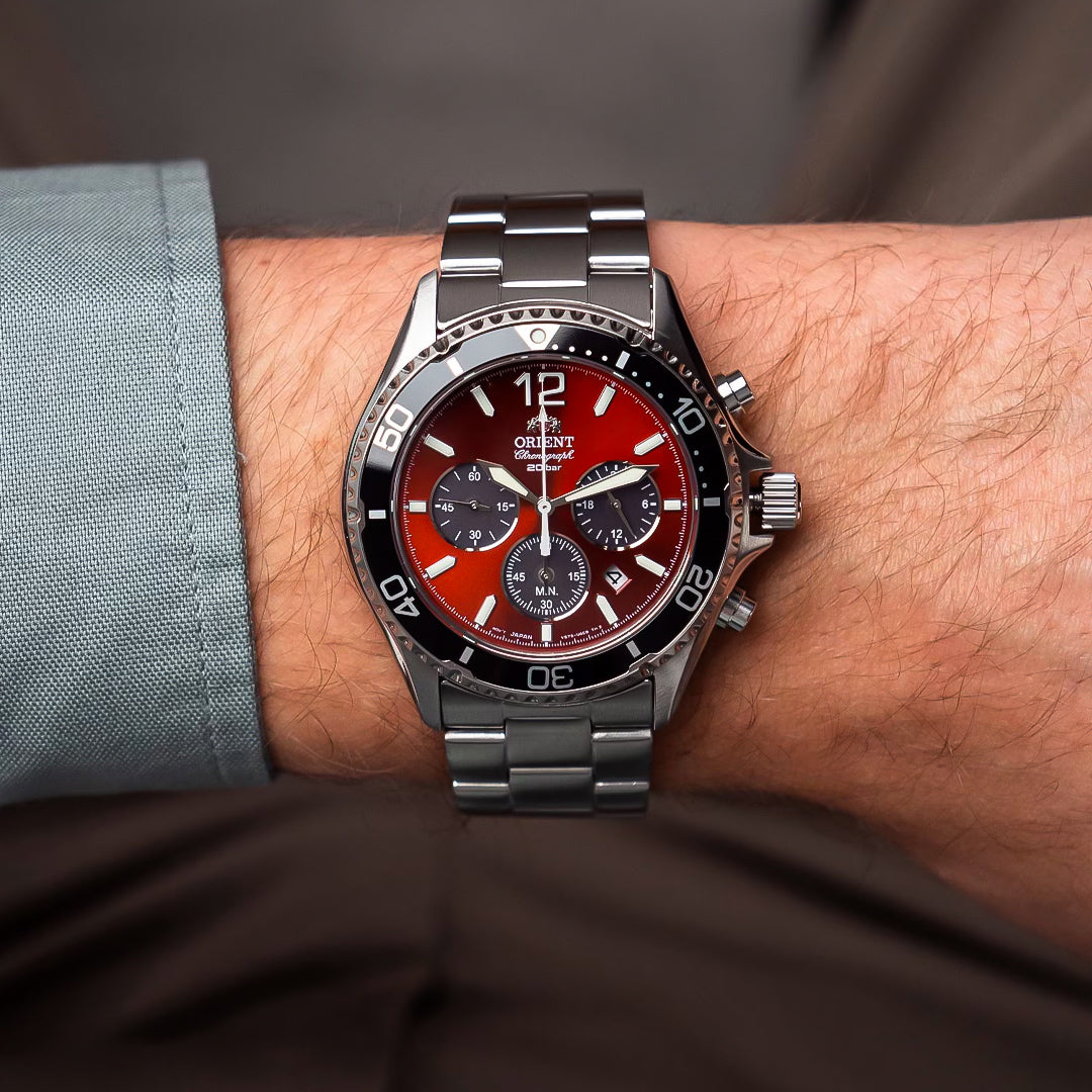 Orient Mako Solar Chrono Fire Red Dial Men's Watch | RA-TX0207R10B