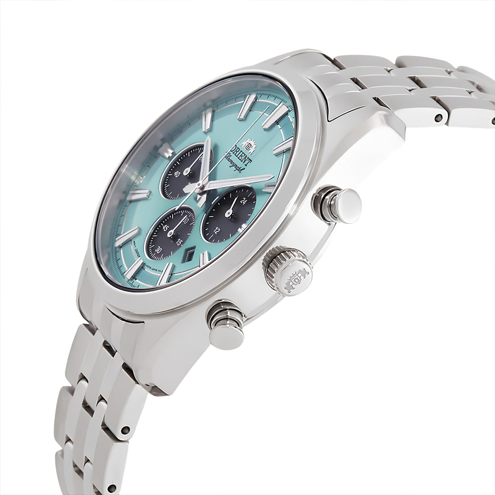 Orient Contemporary Solar Chronograph Sky Blue Dial Men’s Watch RA-TX0304L10B