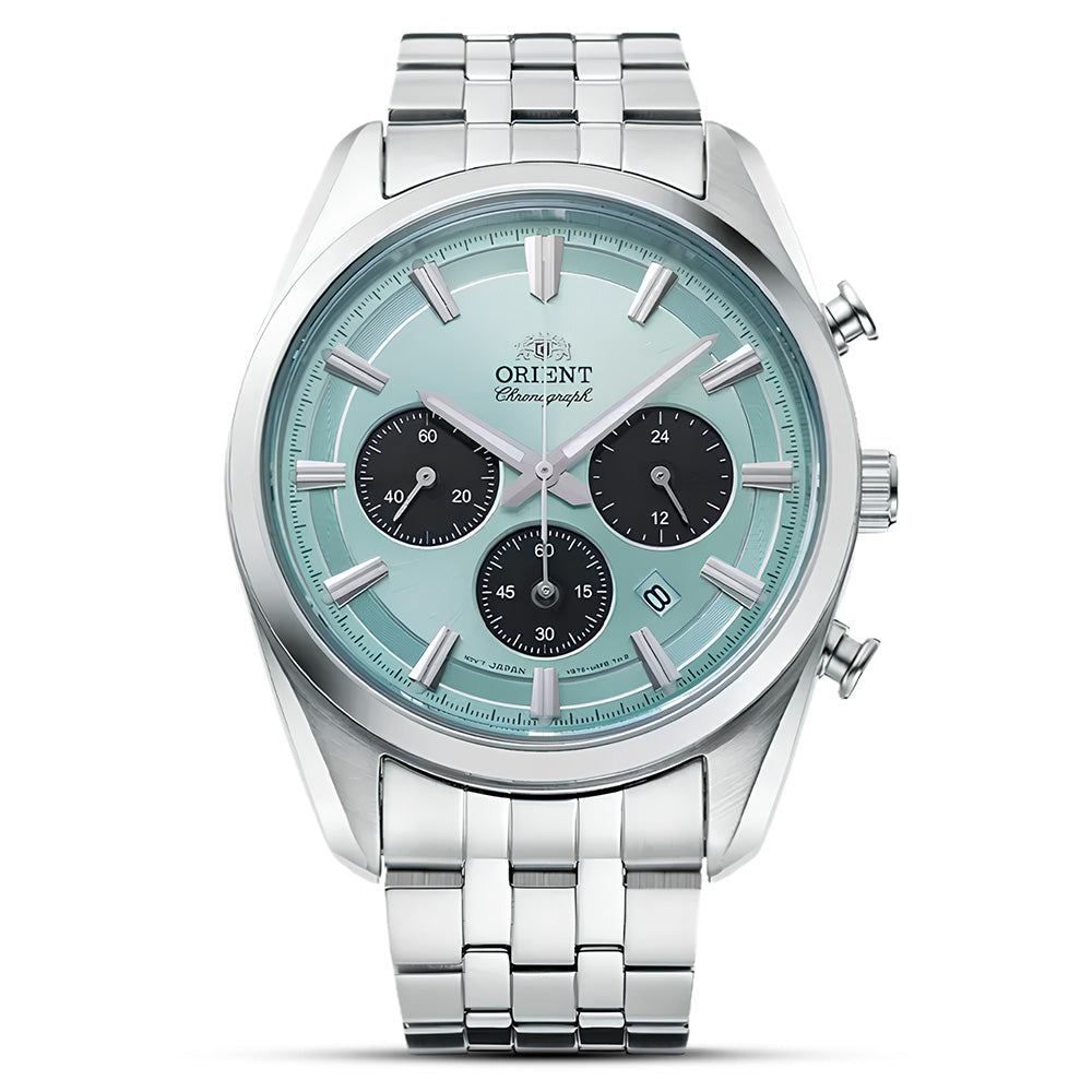 Orient Contemporary Solar Chronograph Sky Blue Dial Men’s Watch RA-TX0304L10B
