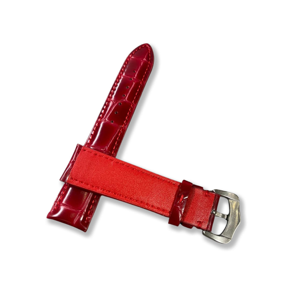 Cavern Crocodile Textured Red Leather Watch Strap | 20MM