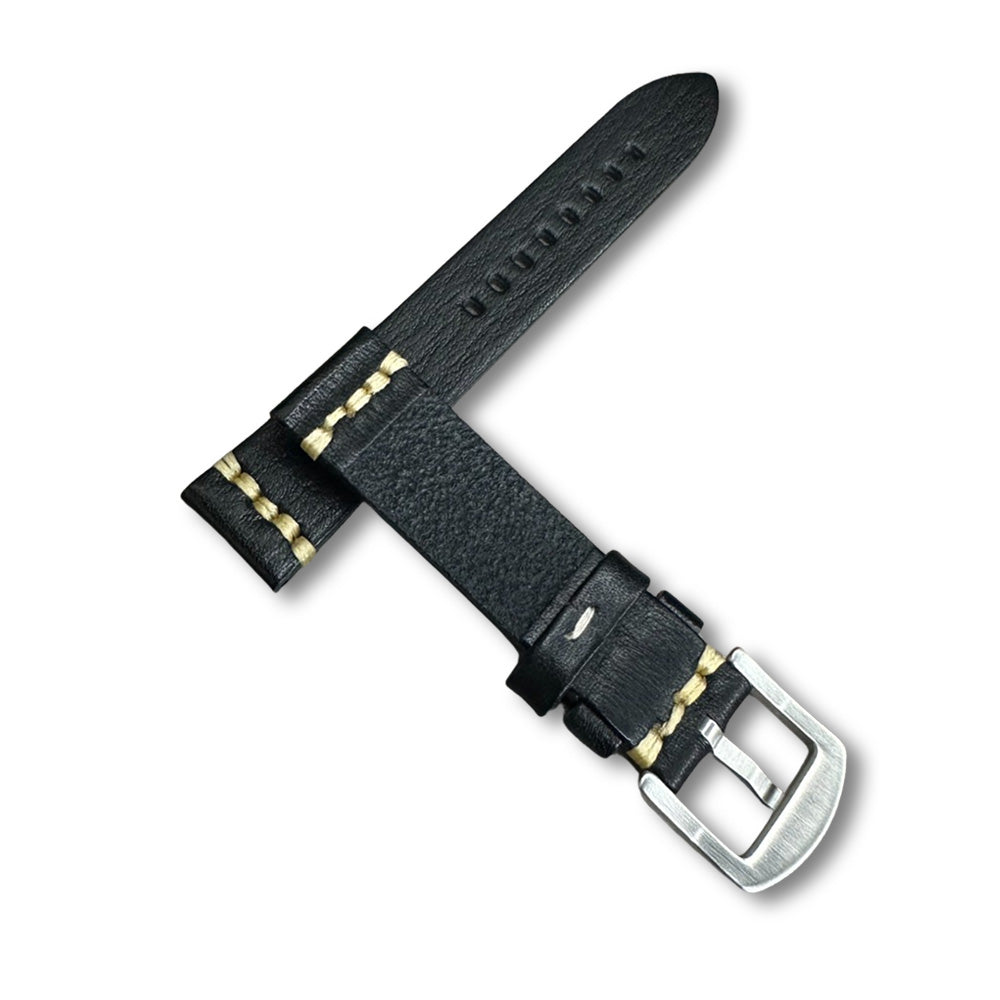 Cavern 22mm Coconut Texture Black Leather Strap