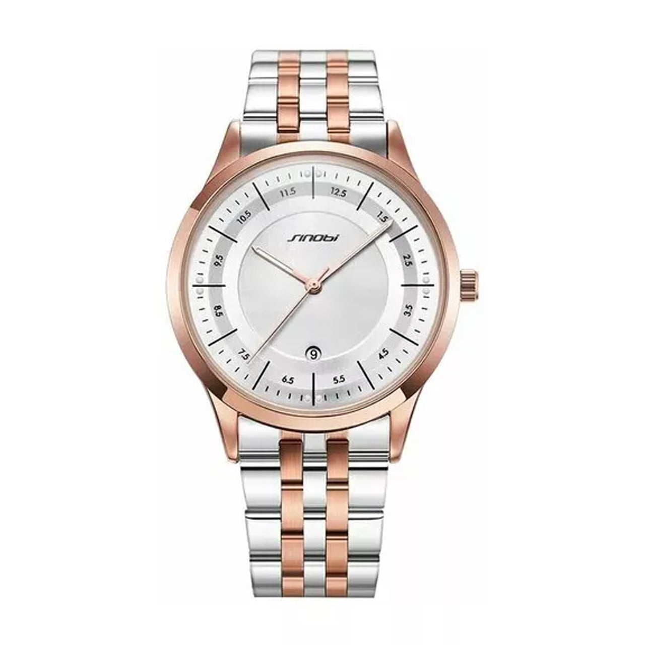 Sinobi Chic Wrist Steel Quartz White Dial Unisex Watch | S9842G