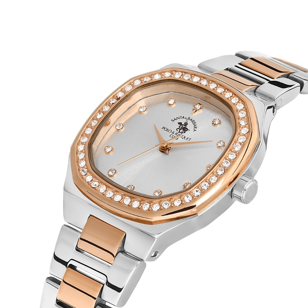 SANTA BARBARA SILVER DIAL TWO TONE LADIES WATCH SB.1.10404-4