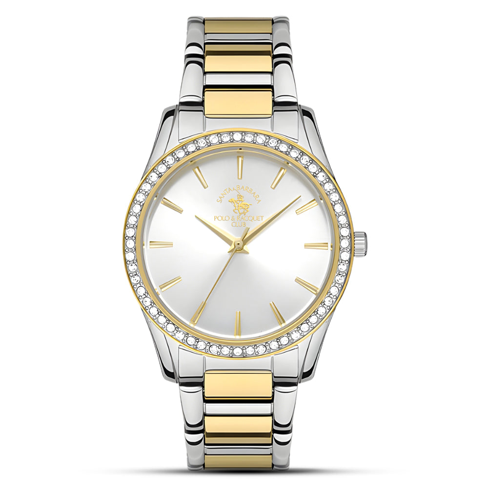 Santa Barbara Polo Two Tone Silver Dial Ladies Watch SB.1.10410-3