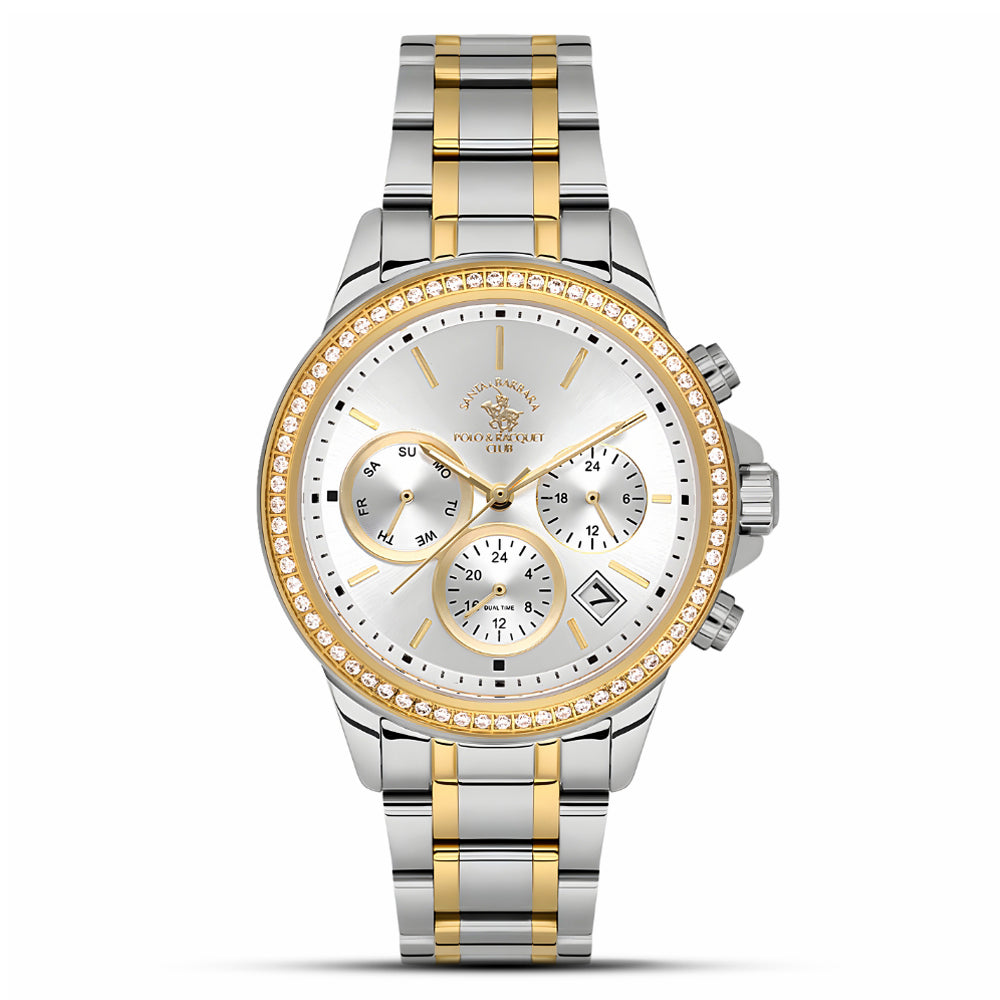 SANTA BARBARA SILVER DIAL TWO TONE LADIES WATCH SB.1.10621-4