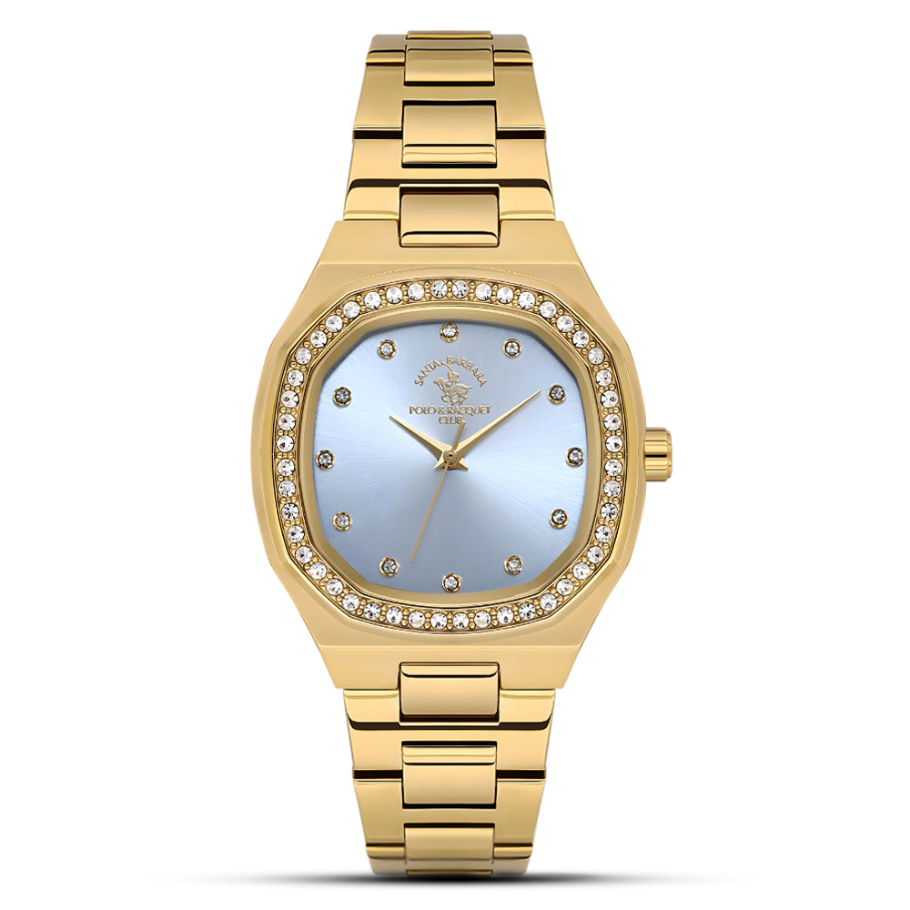 SANTA BARBARA PRC BLUE DIAL GOLD TONE LADIES WATCH SB.1.10625-4