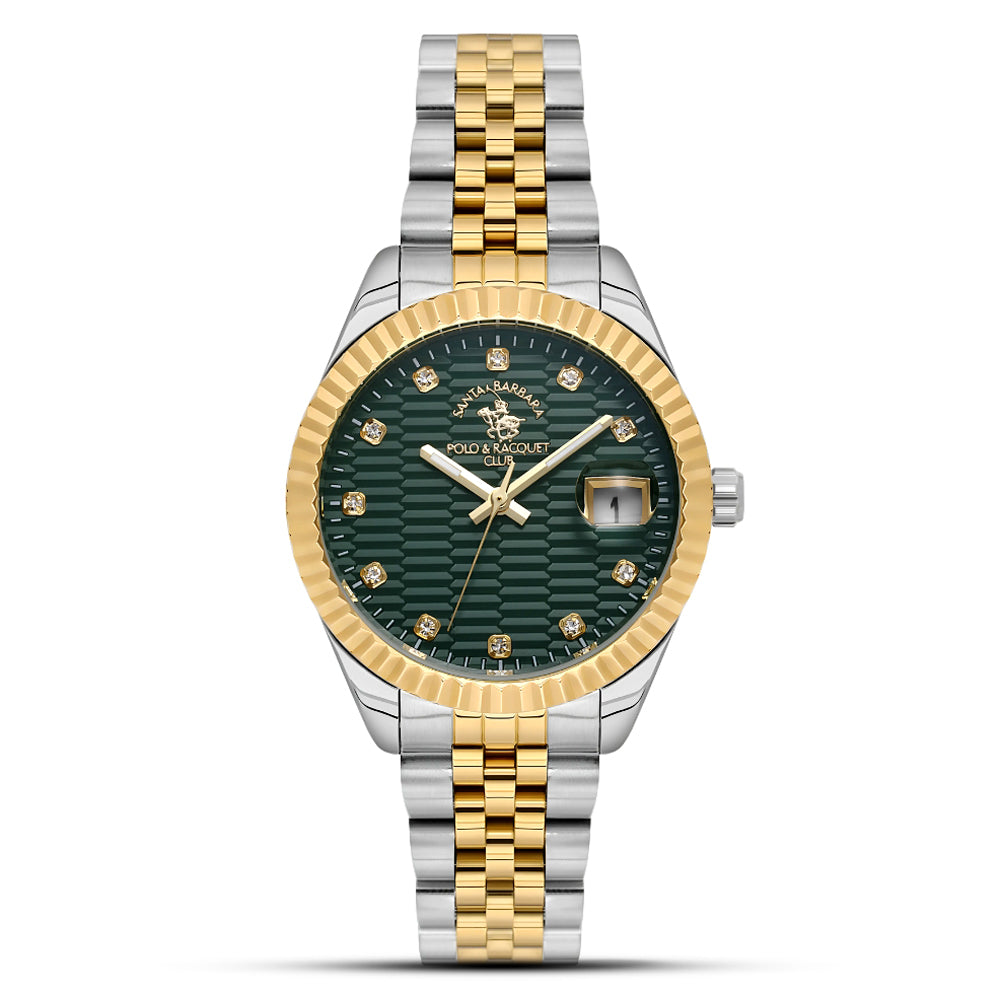 Santa Barbara Two Tone Green Dial Ladies Watch | SB.1.10643-3