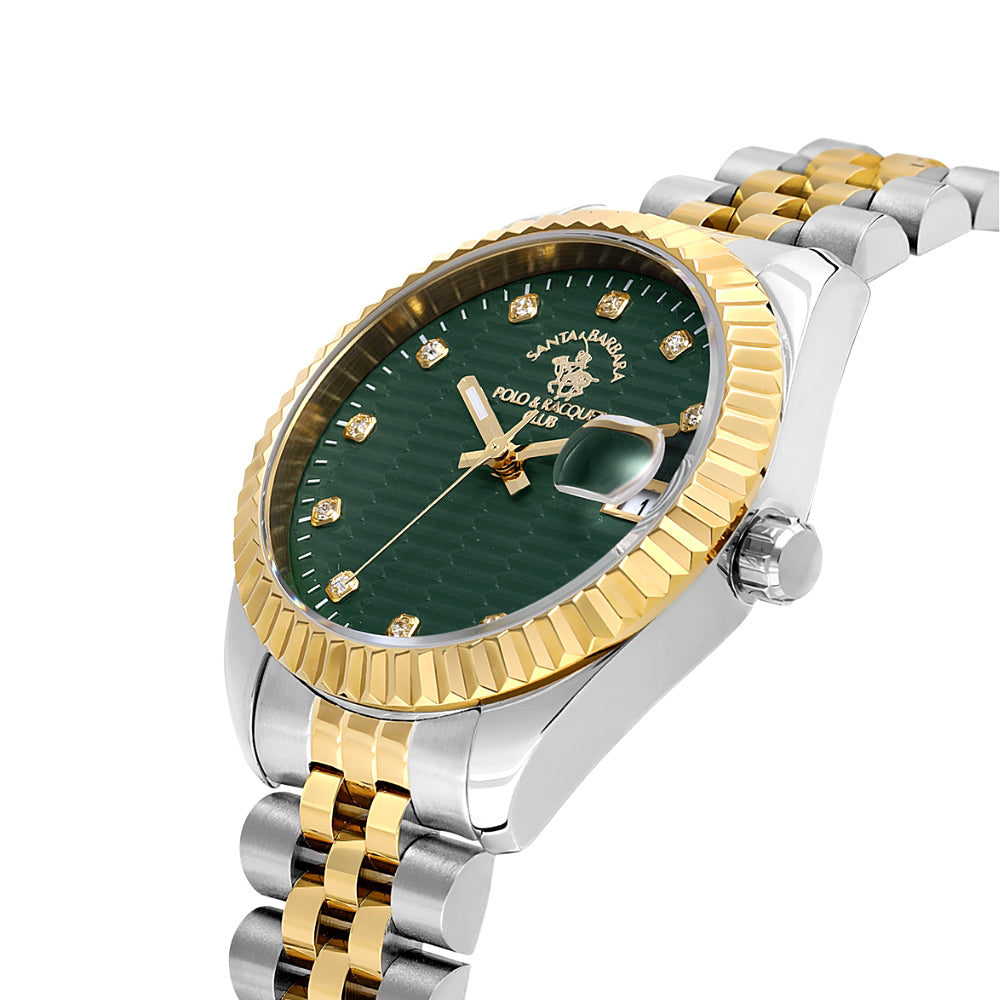 Santa Barbara Two Tone Green Dial Ladies Watch | SB.1.10643-3