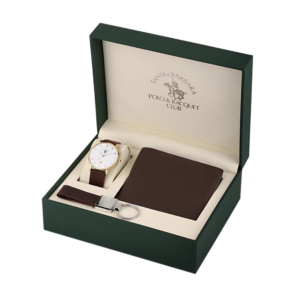 Santa Barbara White Dial Men's Watch & Gift Set | SB.8.10009-5