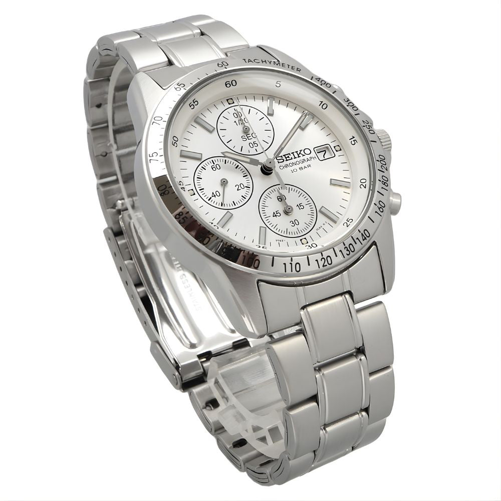 Seiko Spirit White Chronograph Dial Men's Watch SBTQ039