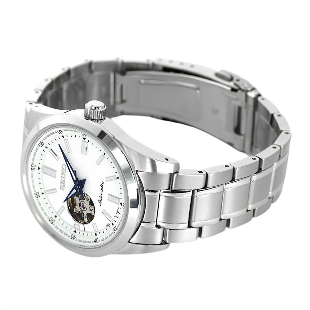 Seiko Open Heart White Dial Automatic Men's Watch SCVE049