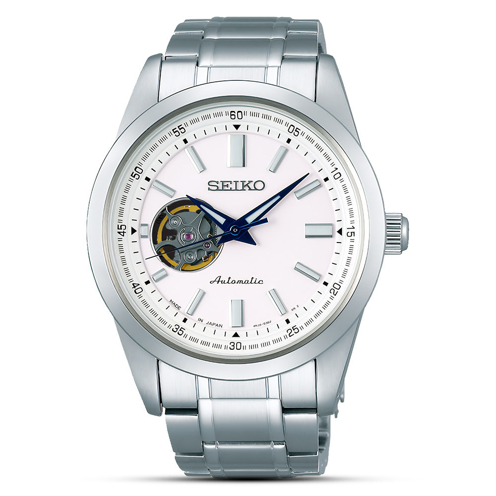 Seiko Open Heart White Dial Automatic Men's Watch SCVE049