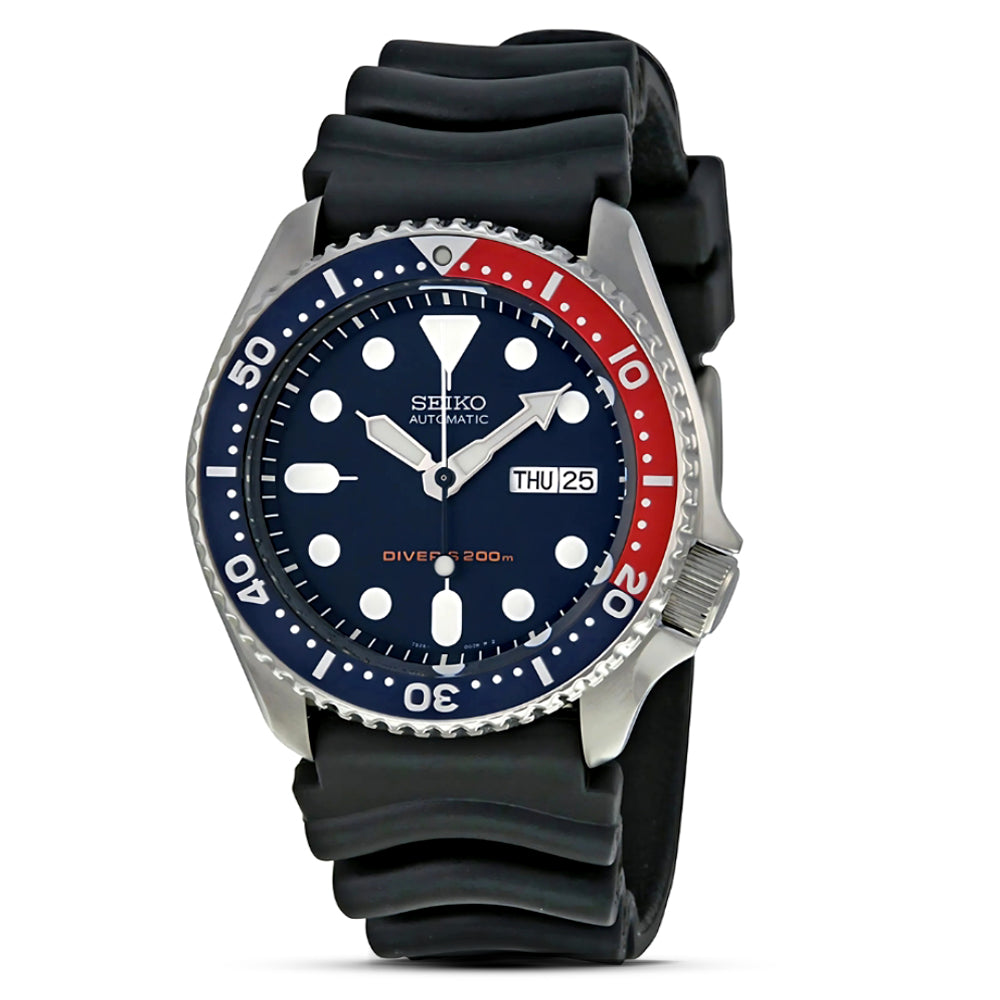 Seiko SKX Series Pepsi Dial Black Silicon Strap Watch | SKX009