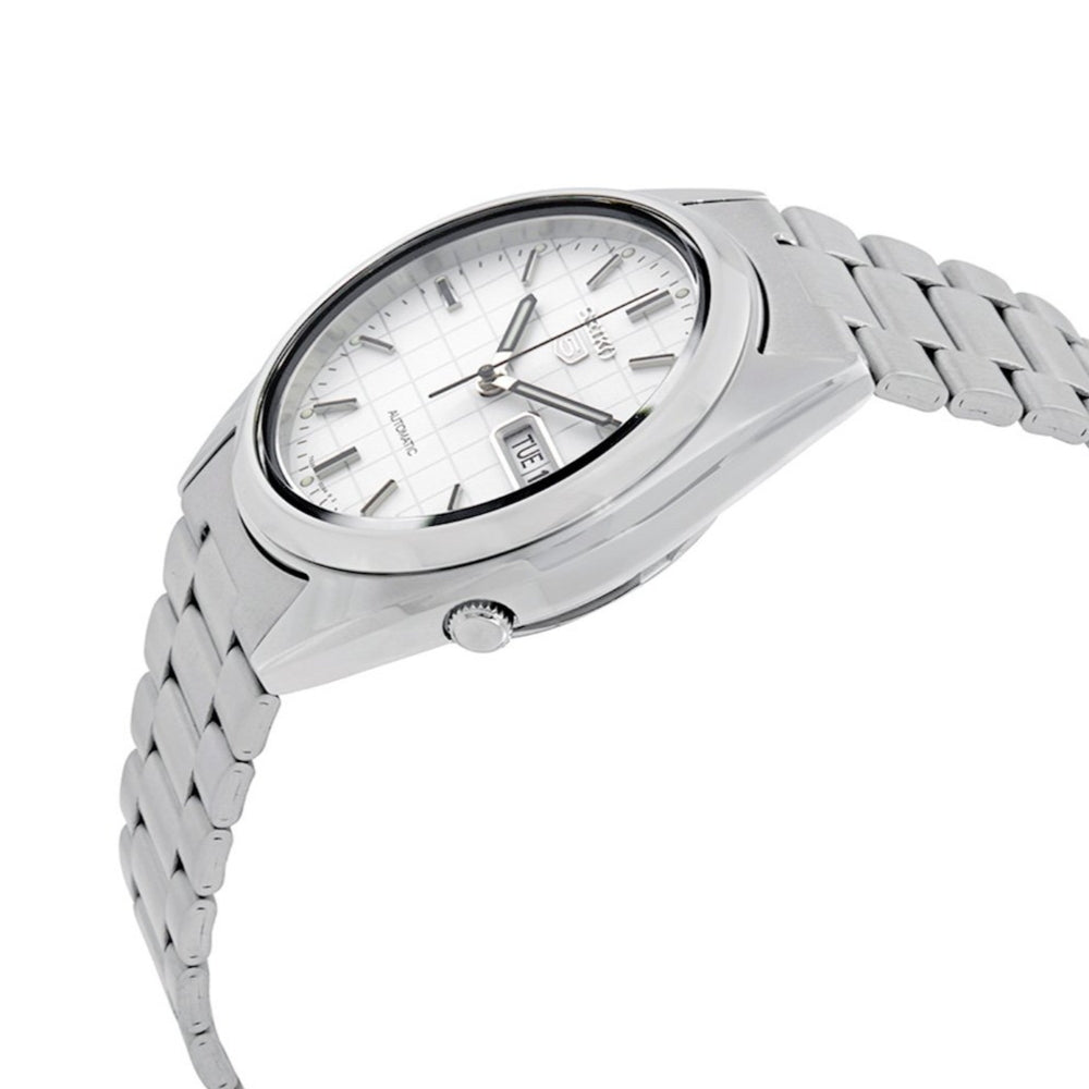 Seiko 5 Automatic Silver Tone White Dial Men's Watch | SNXF05K