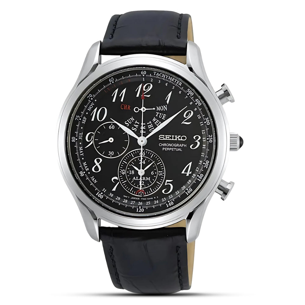 Seiko Perpetual Chronograph Black Dial Men's Watch | SPC255P1